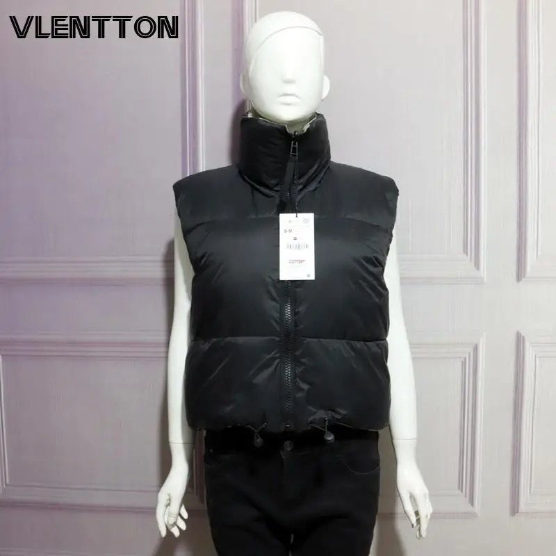 2022 Autumn Winter Women Fashion Double-Sided Jacket Coat Vintage Black Warm Sleeveless Cotton Outwear Female Casual Short Tops