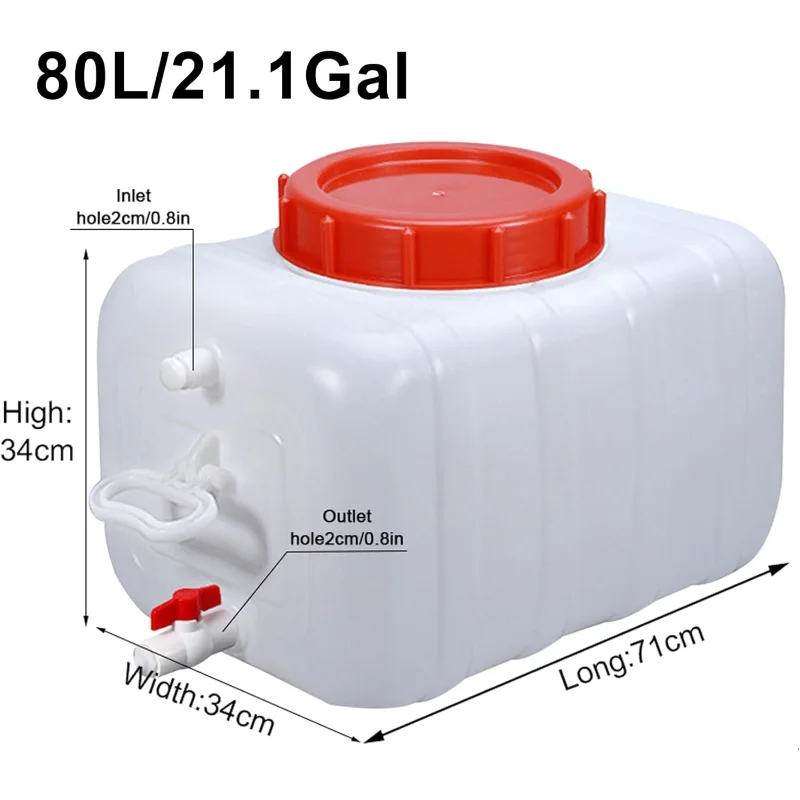 Large Capacity Water Container Plastic Water Tank with Faucet and 3M Water Pipe, Heavy Duty Water Storage Carrier Portable