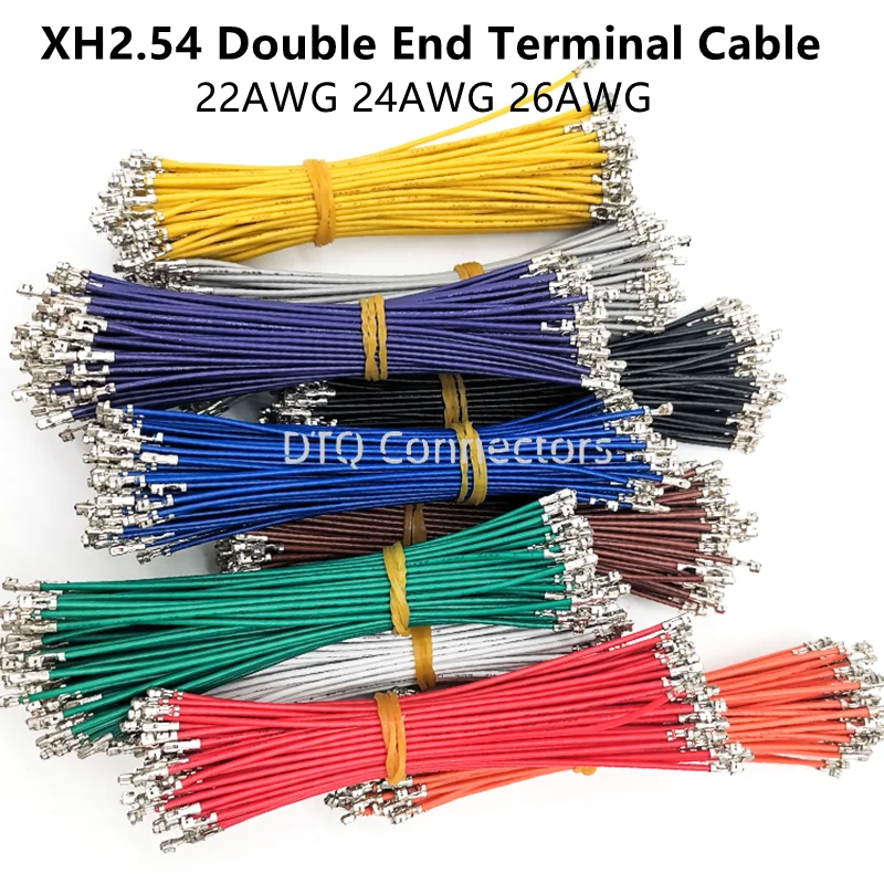 100pcs XH 2.54MM Double Head with Terminal Wire without Housing 10cm20cm 30cm Female To Female Electronic Wire 22AWG 24AWG 26AWG