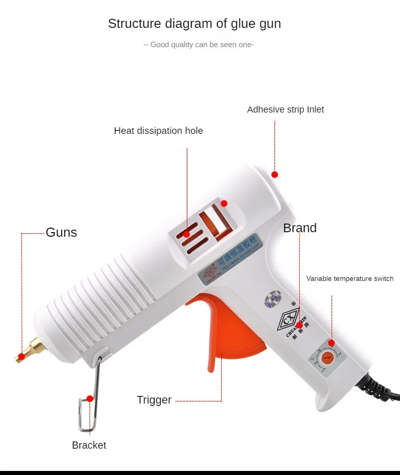 

100W 150W Hot Melt Glue Gun with Temperature Control Thermostat 5 Free Glue Sticks for Home DIY Industrial Manufacture