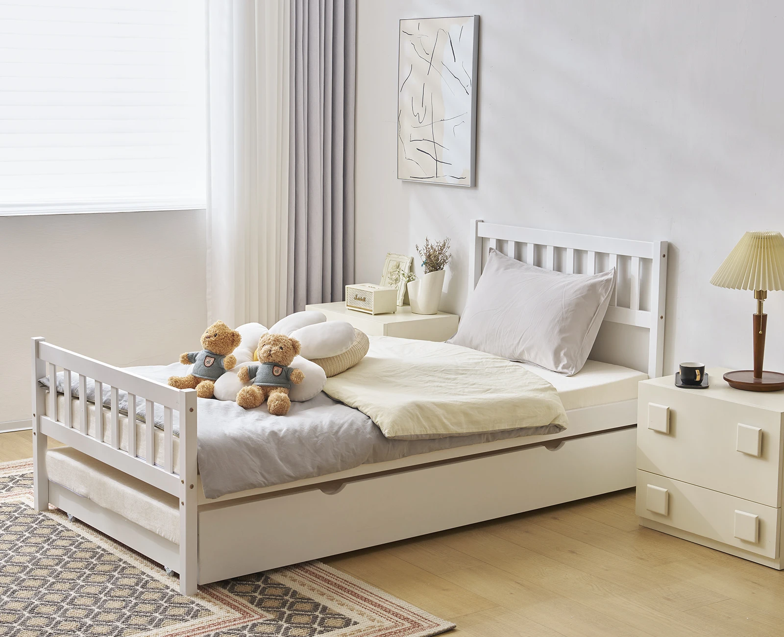 Eenpersoonsstapelbed met sleepbed wit tweepersoons houten bed grenen spaanplaat sleepbed