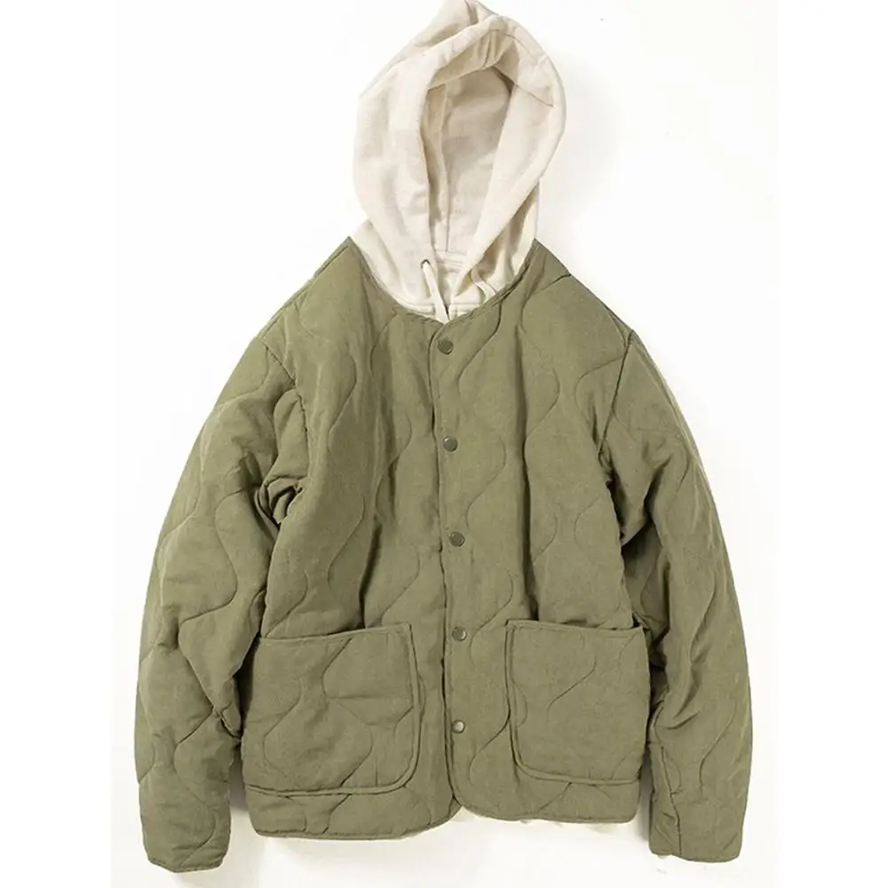 Хлопковый тюнет в американском стиле ретро, внутренний жилет, верхняя одежда, цветное пальто из чистого хлопка, теплое молодежное пальто с длинным светом и капюшоном