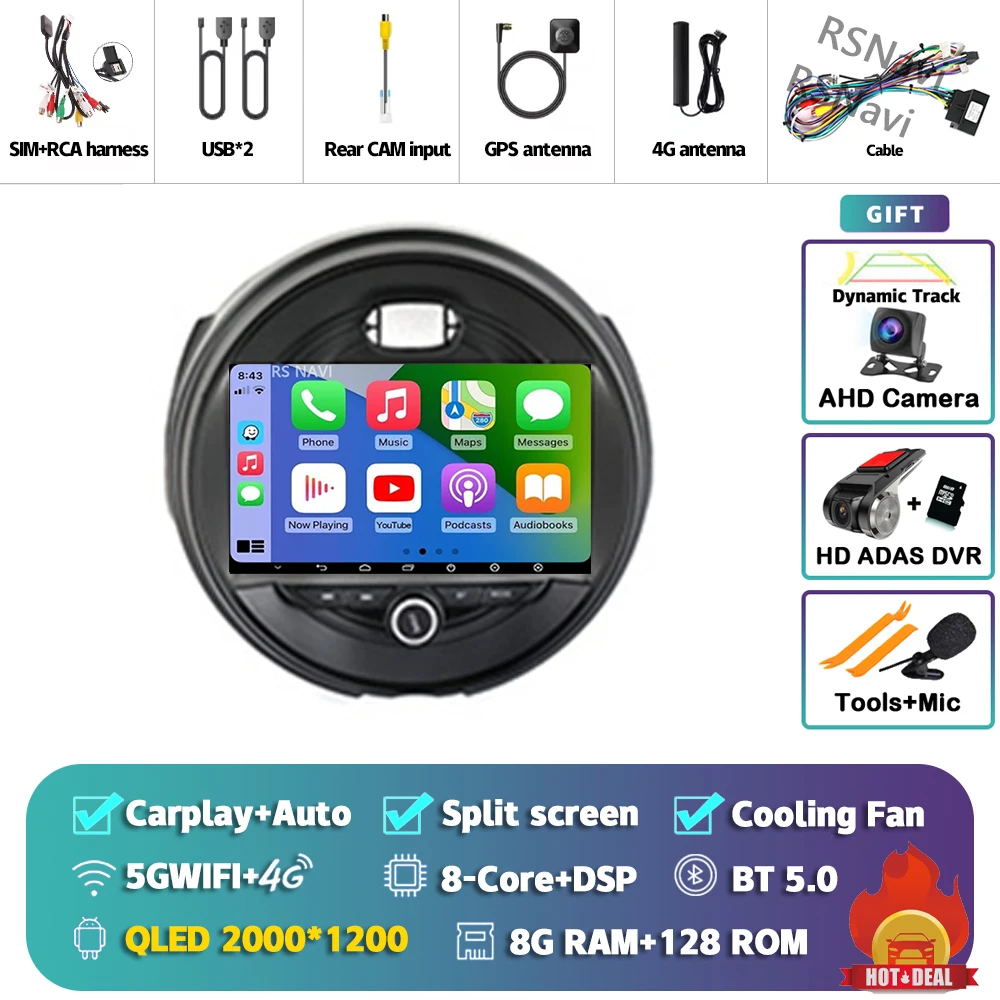 Android 15 Carplay Auto 2K Scherm Autoradio Multimedia Speler Voor BMW MINI Cooper F54 F55 F56 F60 2015 - 2019 Autoradio Stereo