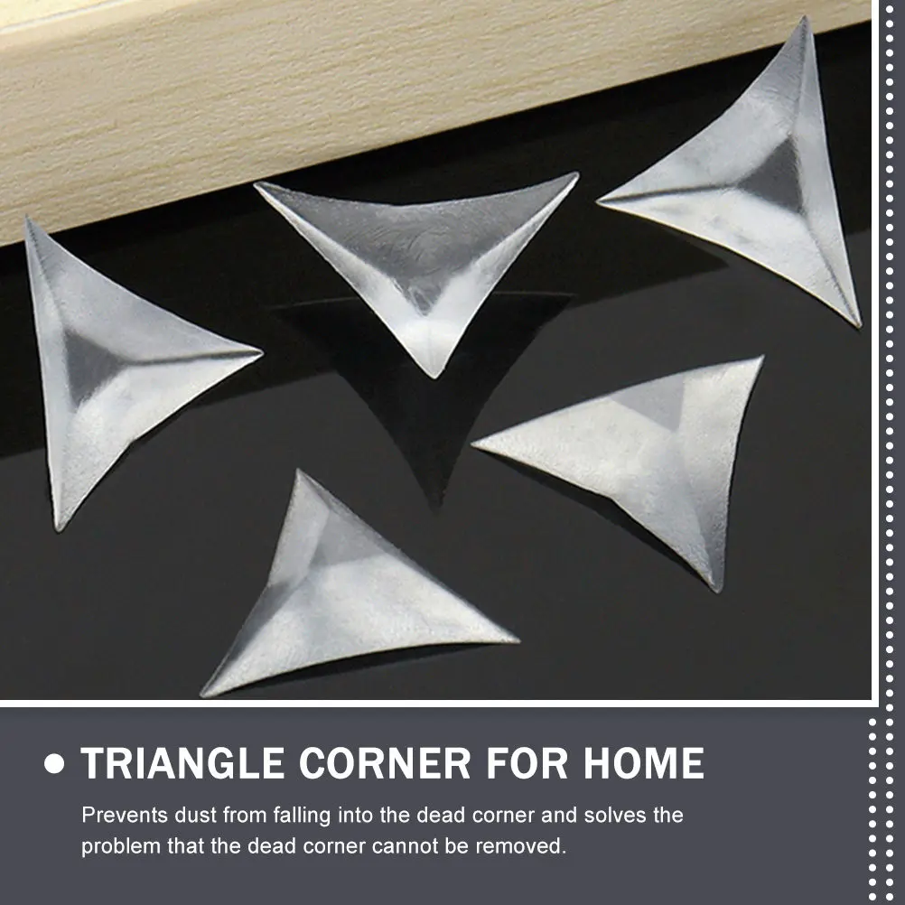 400Pcs Decorative Triangle Stair Dust Corner Clear Corner Guard for Desk Drawer Cabinet Closet Staircase Wall Dust Protection - view 3