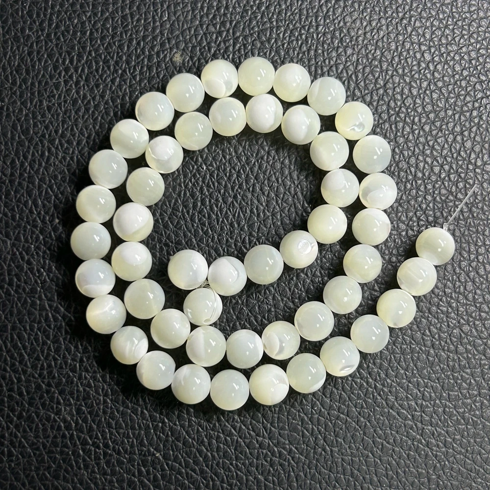 2-14mm White Mother Of Pearl Shell Round beads Bracelet Semi-finished 38cm MOP Bead Strand