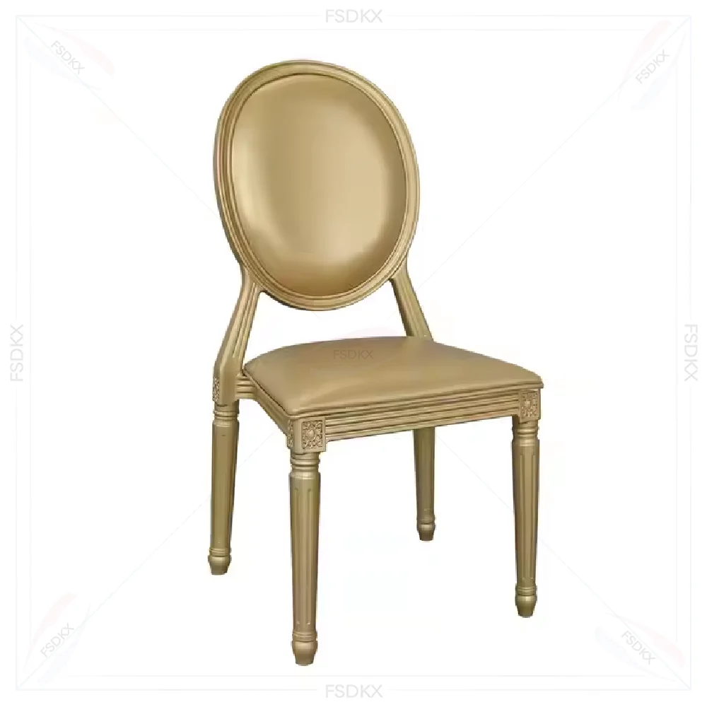 

OEM/ODM Outdoor Banquet Party Furniture Round Back Without Armrest Plastic Decorations Gold Wedding Chairs for Events