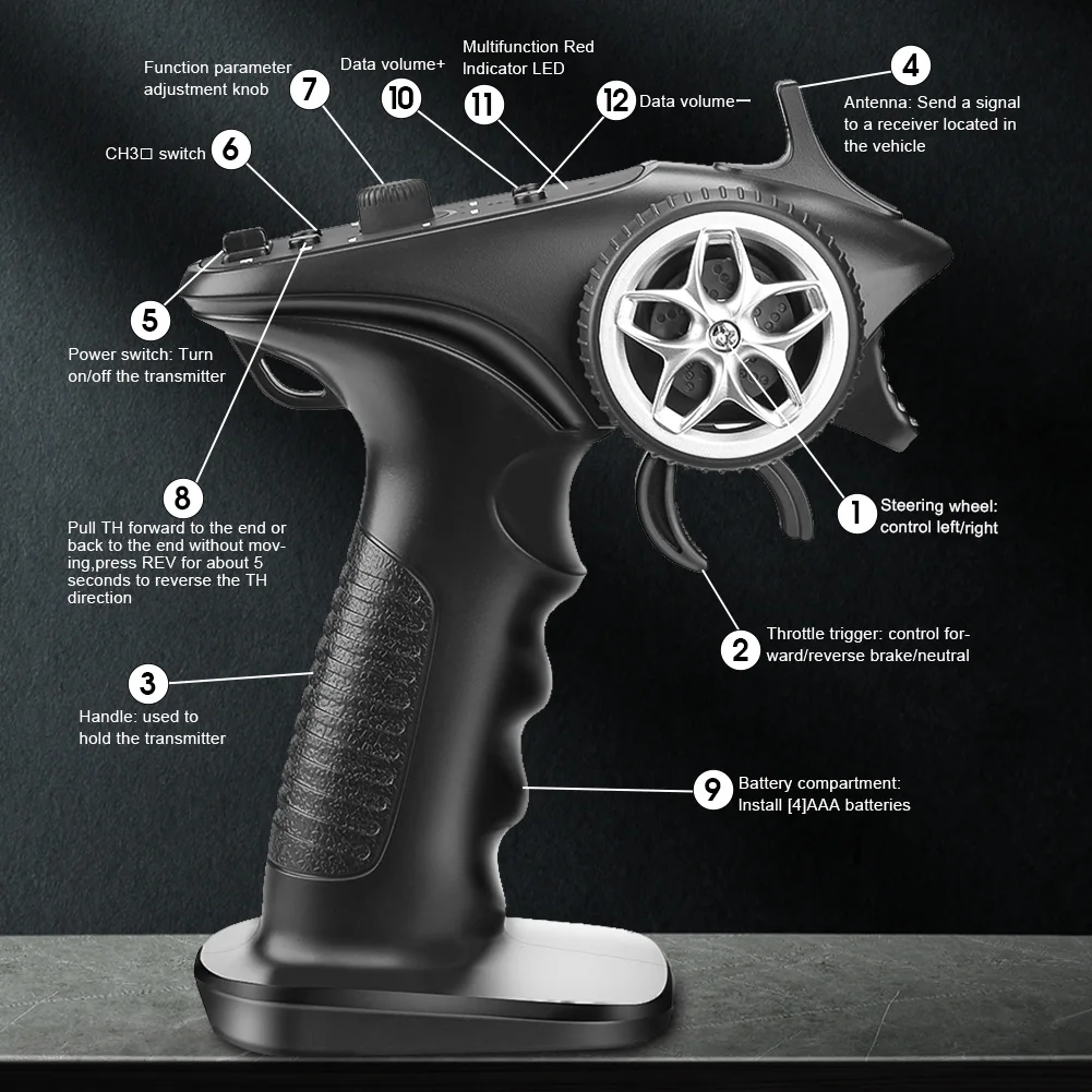 TX4 2.4GHz Controle Remoto para Carro 4CH Controlador de Transmissor de Sistema de Rádio com Receptor para Barco de Carro RC