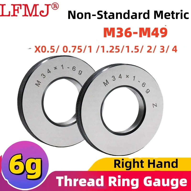 1SET(1*GO+1*NOGO)6g Non-Standard Metric Fine Tooth Thread Ring Gauge Accuracy Measure Tool M35M36M37M38M39M40M41-M49 Right Hand