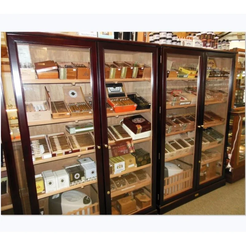 Custom, High Quality Smoke Store Fixture Smoke Store Display Cabinet Wood Humidors for Cigar Display