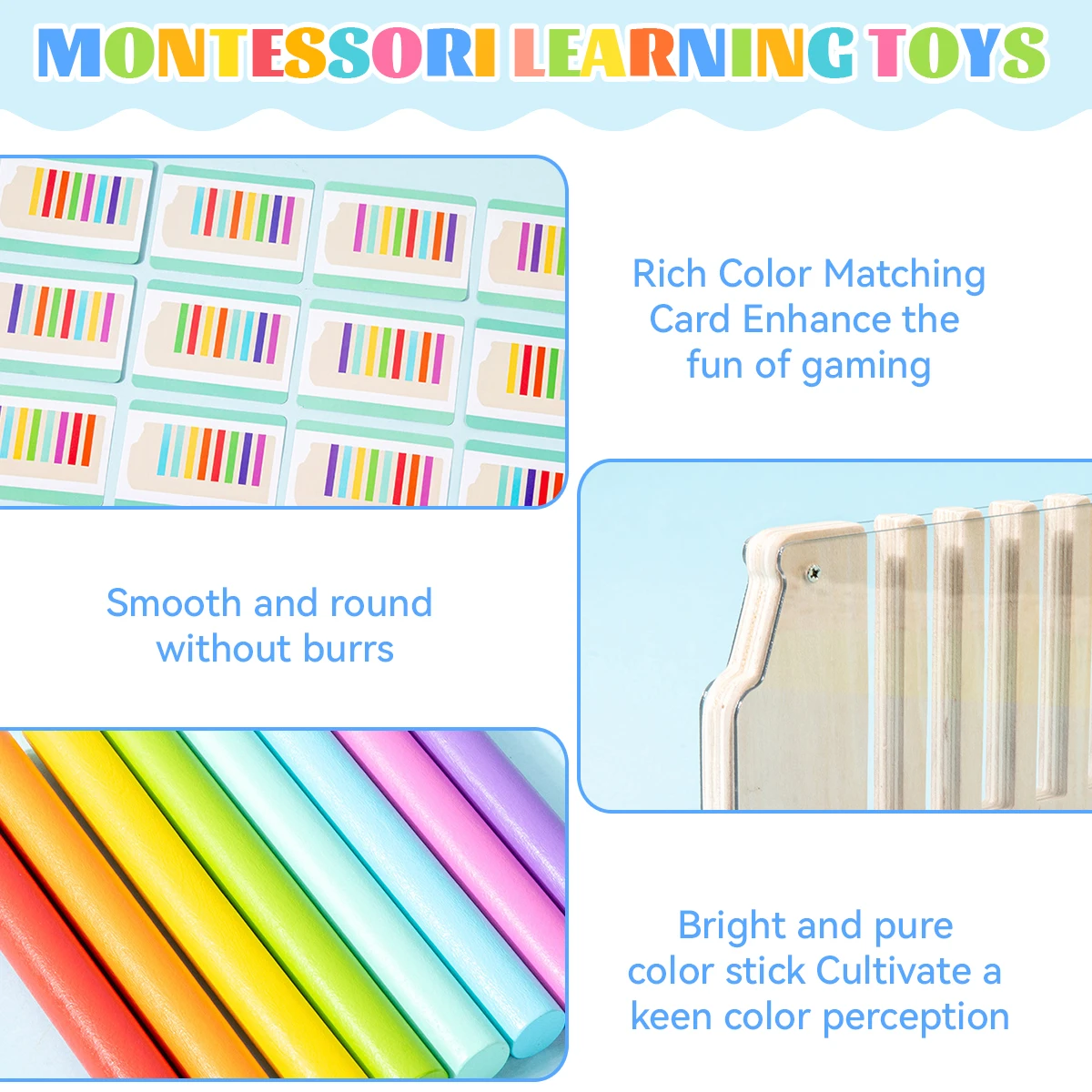 Wooden Bus Stick-insert Game Math Learning Toys，Birthday Gift Color Matching Game Toy，for Home School Living Room Age 18M+