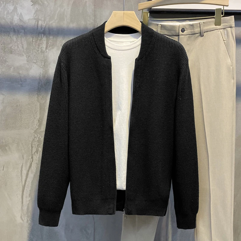 เสื้อสเวตเตอร์ผู้ชาย แขนยาว คอวี ซิปสีสันสดใส ผ้าถัก สไตล์ลำลอง แฟชั่นแบรนด์ดัง สำหรับฤดูใบไม้ผลิและฤดูใบไม้ร่วง