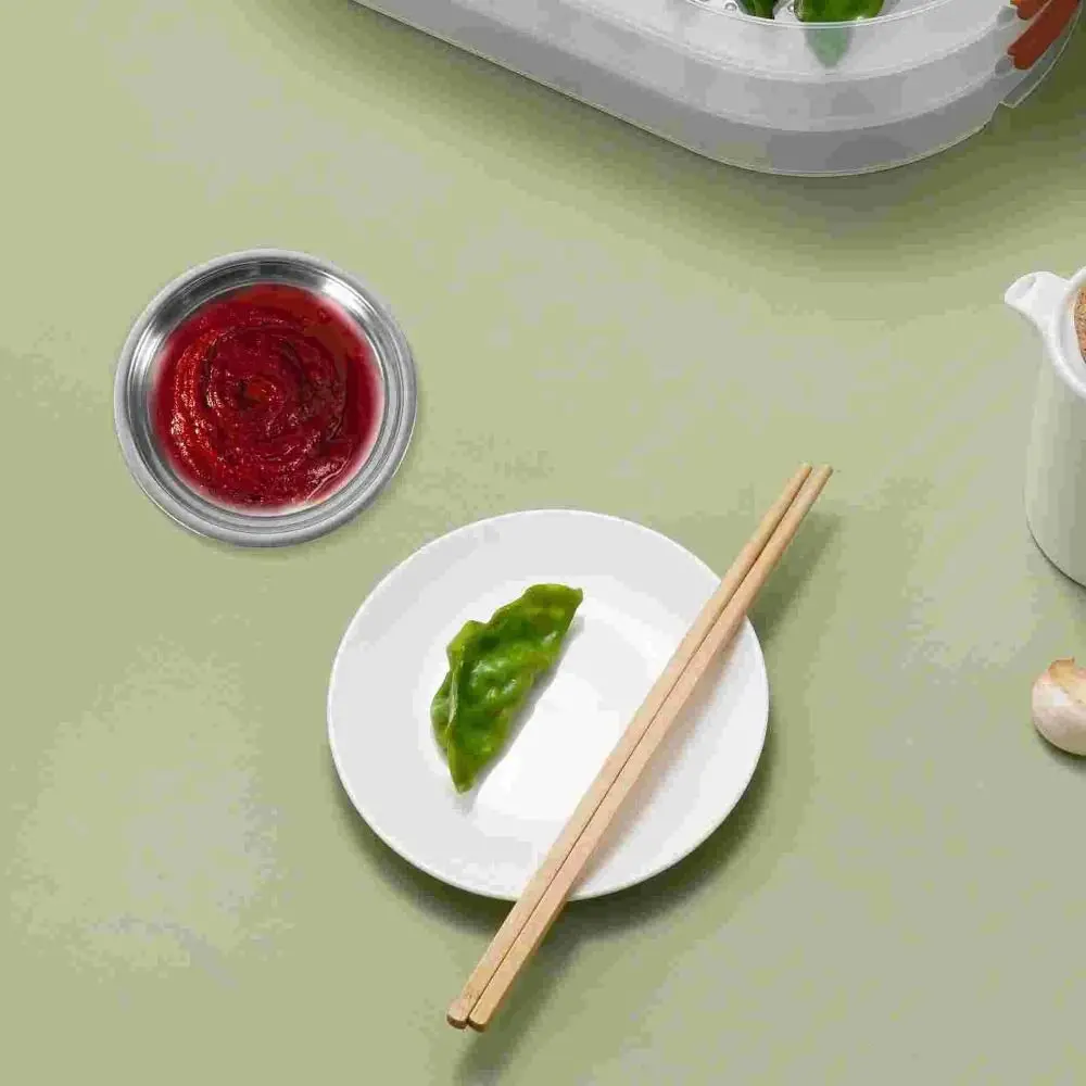 

Durable Stainless Steel Food Snacks Seasoning Dishes Round Mini Small Sauce Dish Silver Appetizer Condiment Tray Tomato