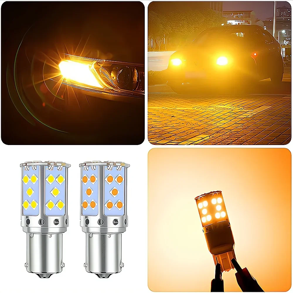 1X P21W LED 1156 BA15S PY21W BAU15S 35SMD Bulb Canbus Free Leds AUTO Lamp License Plate Lights Car Turn Signal Light Amber White