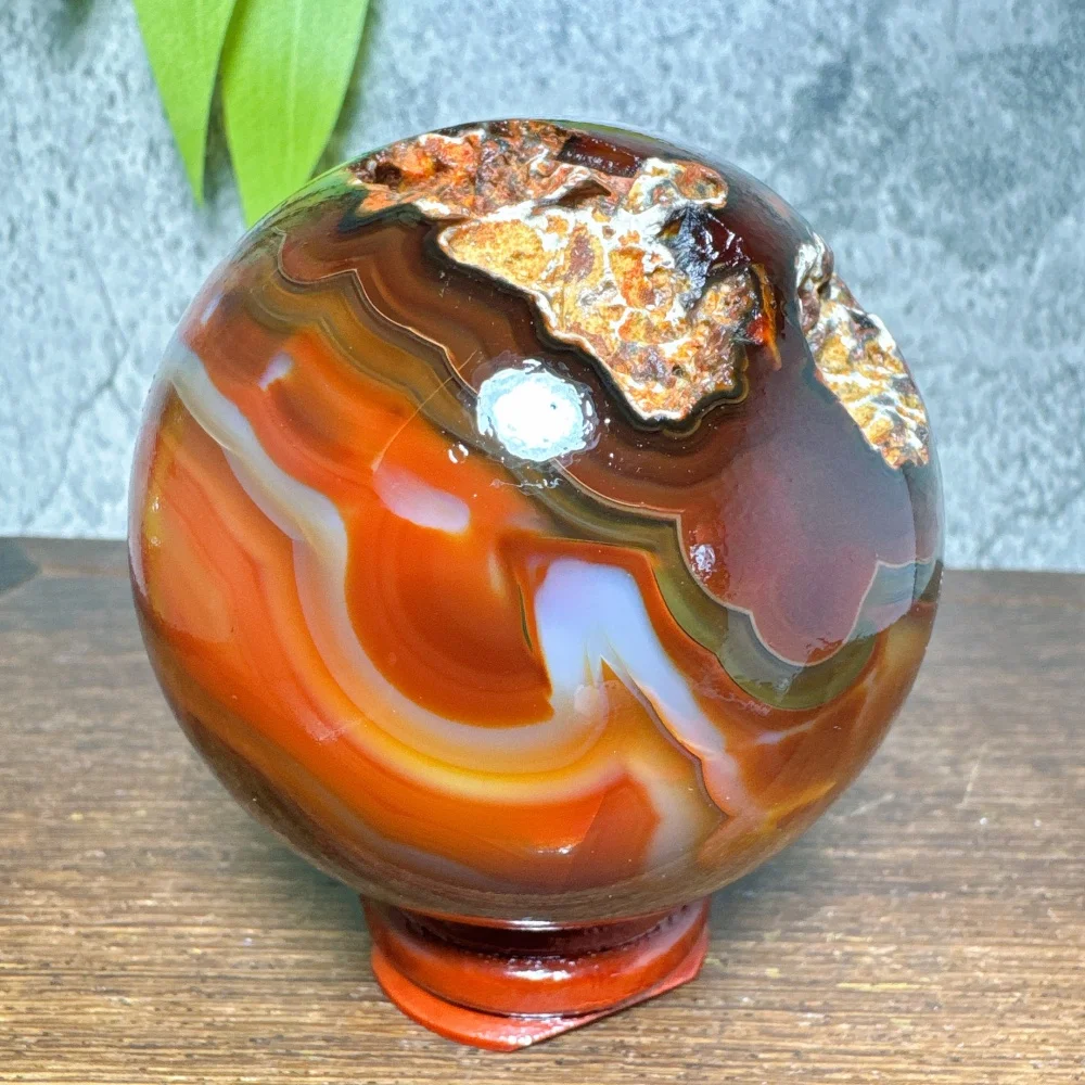 Natural Carnelian Druzy Geode Sphere - High Quality Wholesale Polished Colorful Crystal Home Decor Room Gift