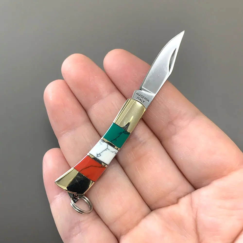 Imagem -05 - Mini Folding Pocket Knife Fóssil Acrílico Handle Small Keychain Knife Utility Edc Hand Tools Chaveiro Aço Inoxidável