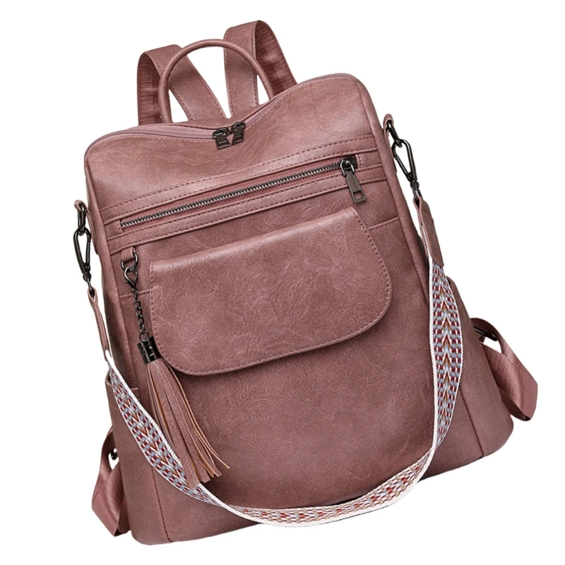 Mochila elegante con borlas para mujer, bolso capacidad, bolsos escolares, bolso hombro informal para compras y