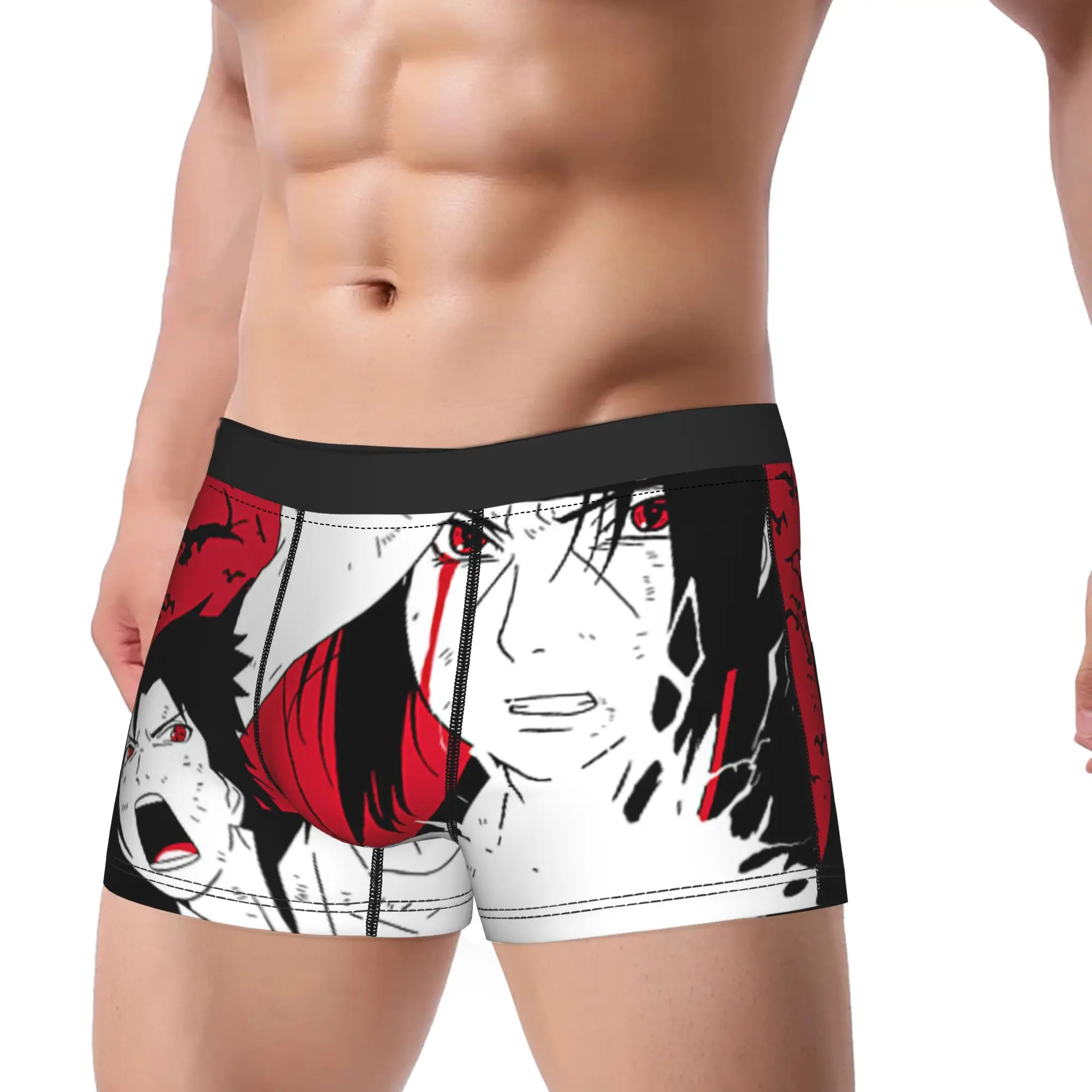 Shippuden Itachi & Sasuke with Kanji Animed  Underpants Breathbale Panties Men's Underwear Sexy Boxer Briefs