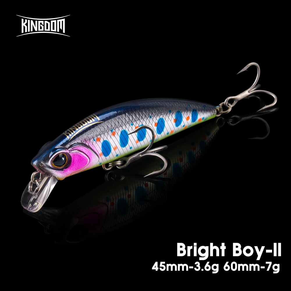 Kingdom-Señuelos de pececillo que se hunden, 45mm, 3,6g, 60mm, 7g, Wobblers duros artificiales, Trolling, Swimbaits para pesca de Lucio