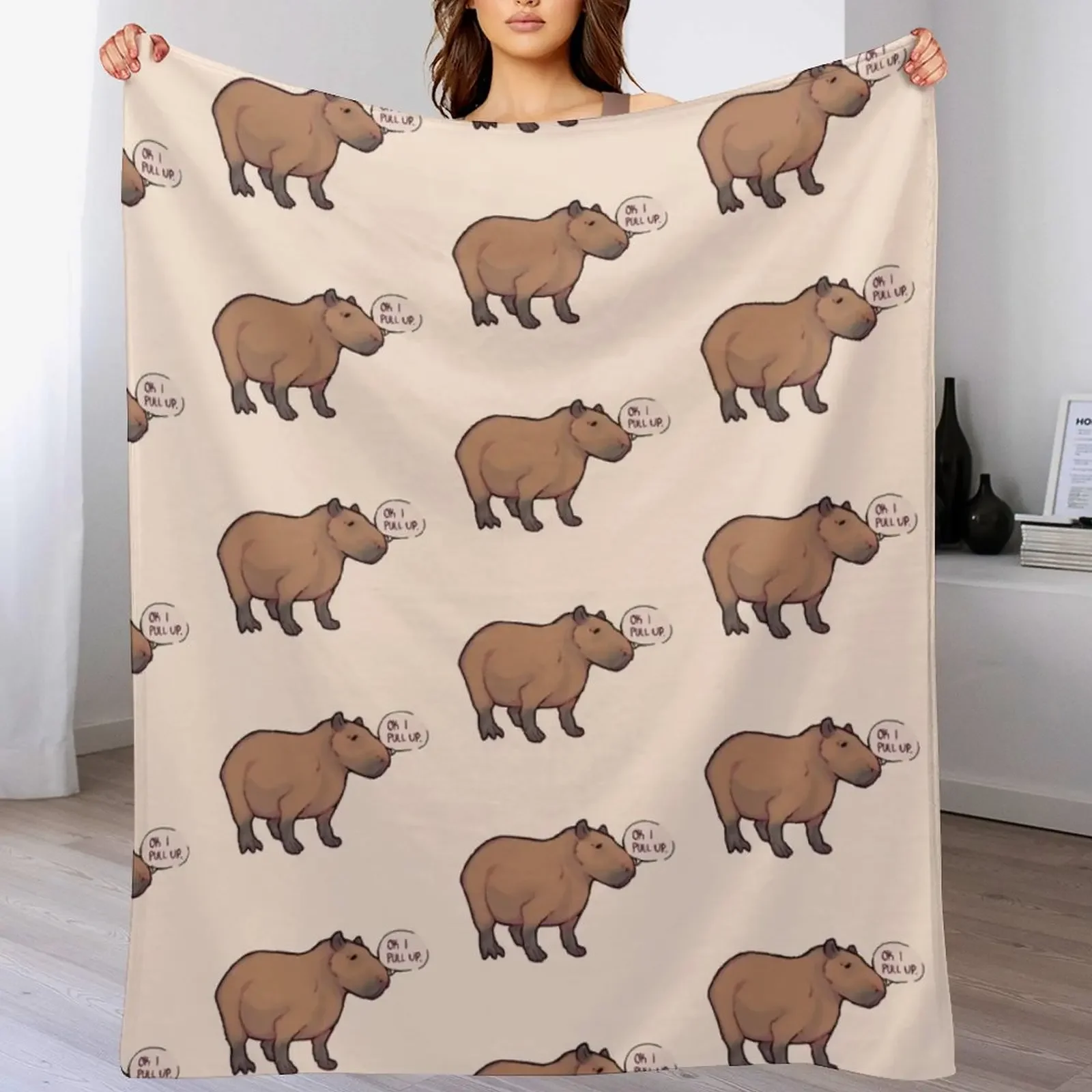 Capybara | Ok I pull up. Throw Blanket Stylish Decor Blanket Gift for Friends Roommate