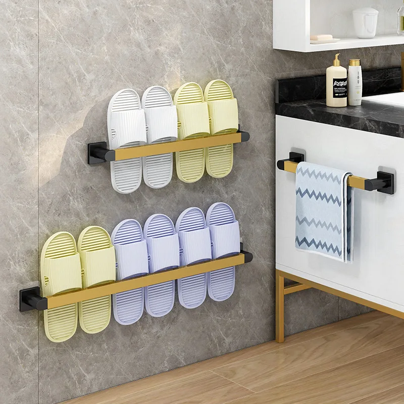 

Bathroom Slipper Rack Toilet Wall Door Towel Shelf Kitchen Pot Rack Wall-Mounted Bedroom Shoe Hanging Holder Storage Organizer