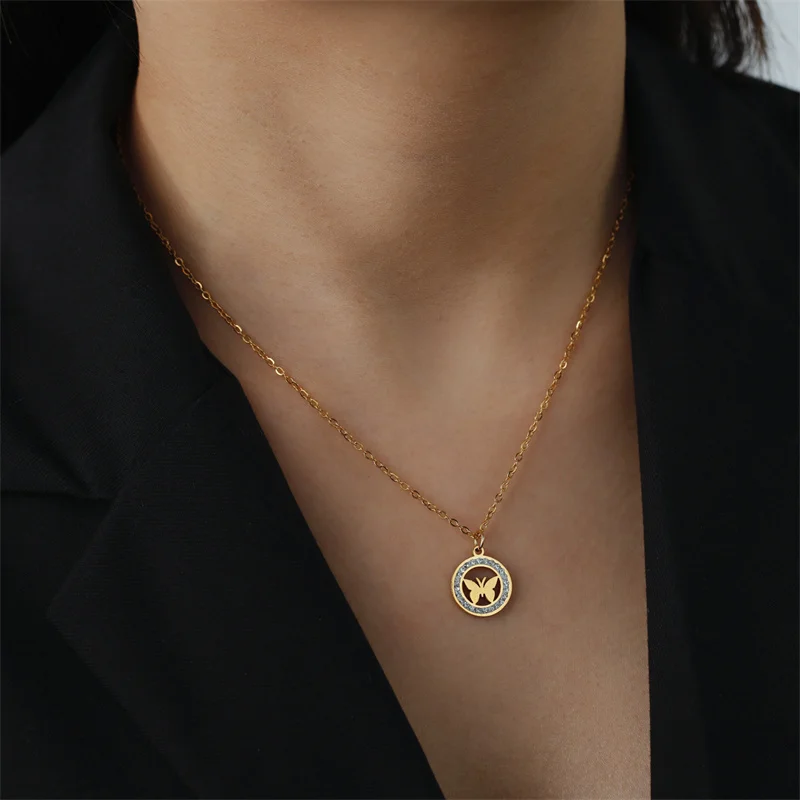 Trendy Edelstahl Strass Baum des Lebens Anhänger Halskette Für Frauen Charme Sommer Schlüsselbein Kette Schmuck Colgantes Cadena – Detail 38