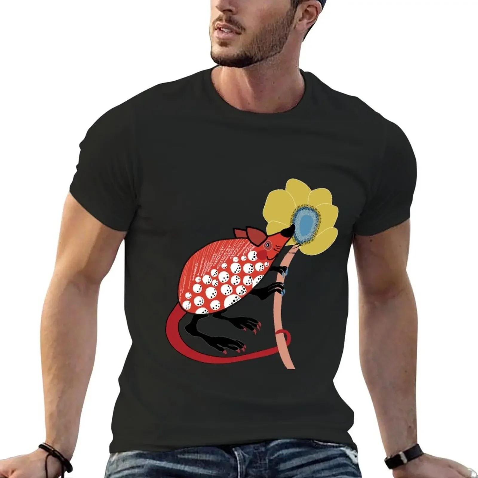 Red Mouse T-Shirt oversized graphic tee blacks summer top oversized heavy weight t shirts for men