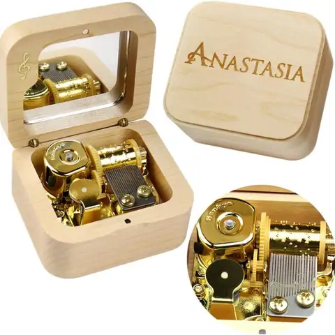 SOFTALK 옛날 옛날 12월 단단한 나무 테마 뮤직 박스 생일, 크리스마스, 발렌타인 데이 선물은 맞춤 제작 및 조각 가능