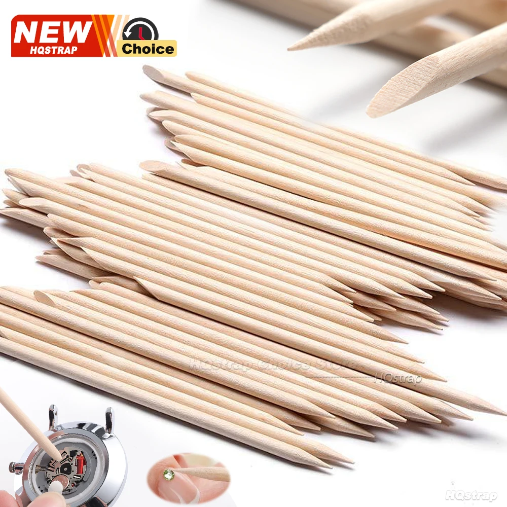 20 piezas/1 Juego de palo de limpieza de madera maciza, palo de madera de sauce adecuado para reparación de movimientos, herramienta de limpieza de esfera, reparación de relojes con tira de madera