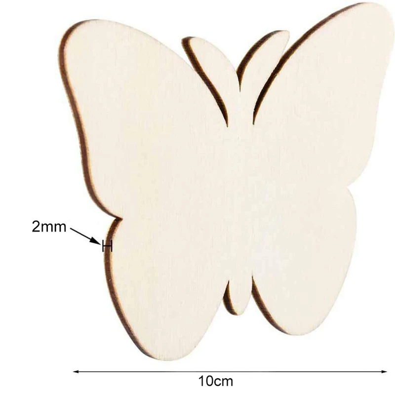 10pcs Butterfly Flower Unfinished Crafts Wooden Slices Ornaments For Birthday Wedding Party Table Decor Kids DIY Painting Gifts