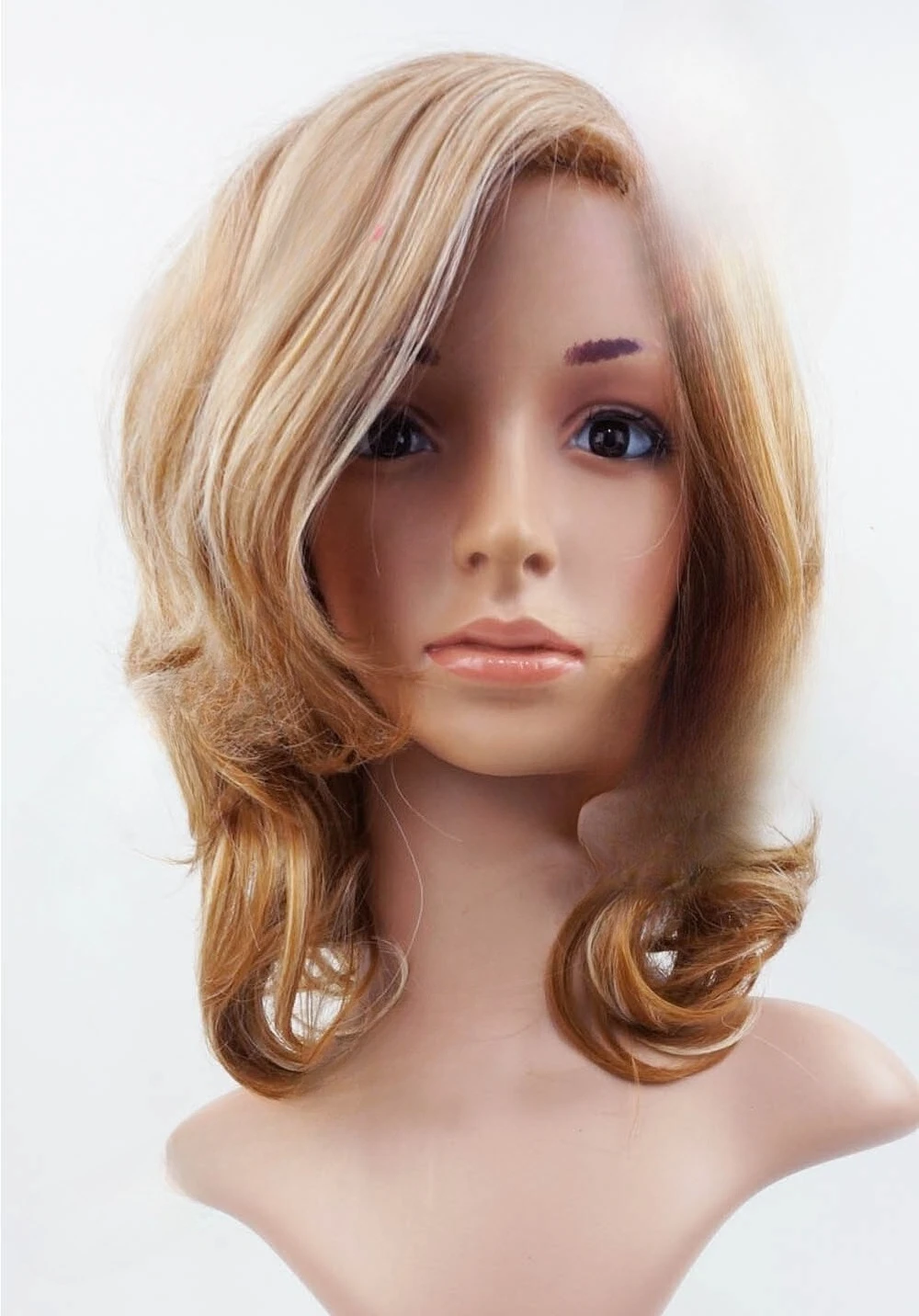 

W16 Темно-карамельный блондин, смешанный полный женский парик средней длины, волнистый - studio7-uk