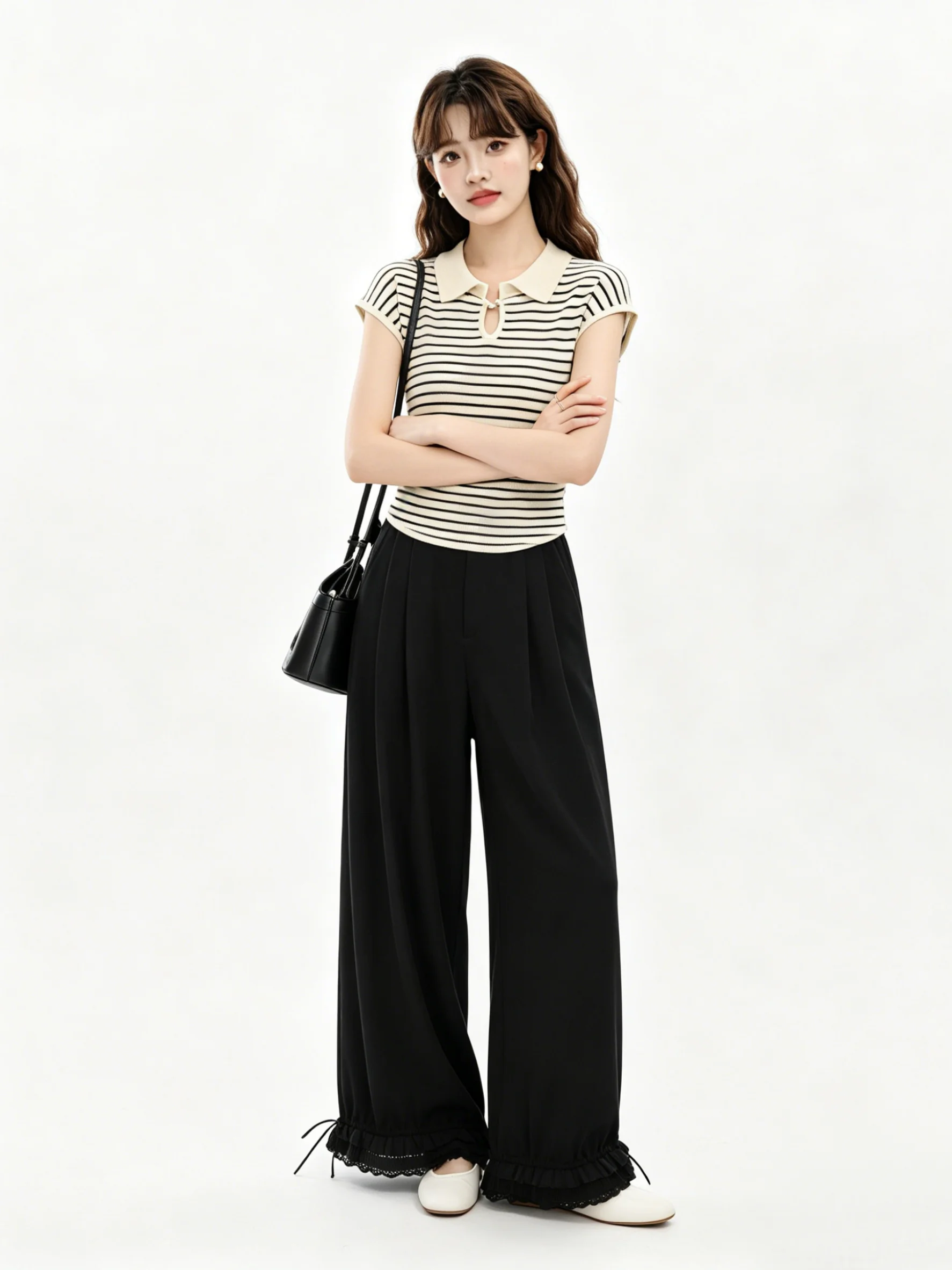 

Summer Casual Loose Floral Pants Elastic Waistband Comfortable Skin-Friendly Wide Leg Trousers Versatile Simple Korean Style