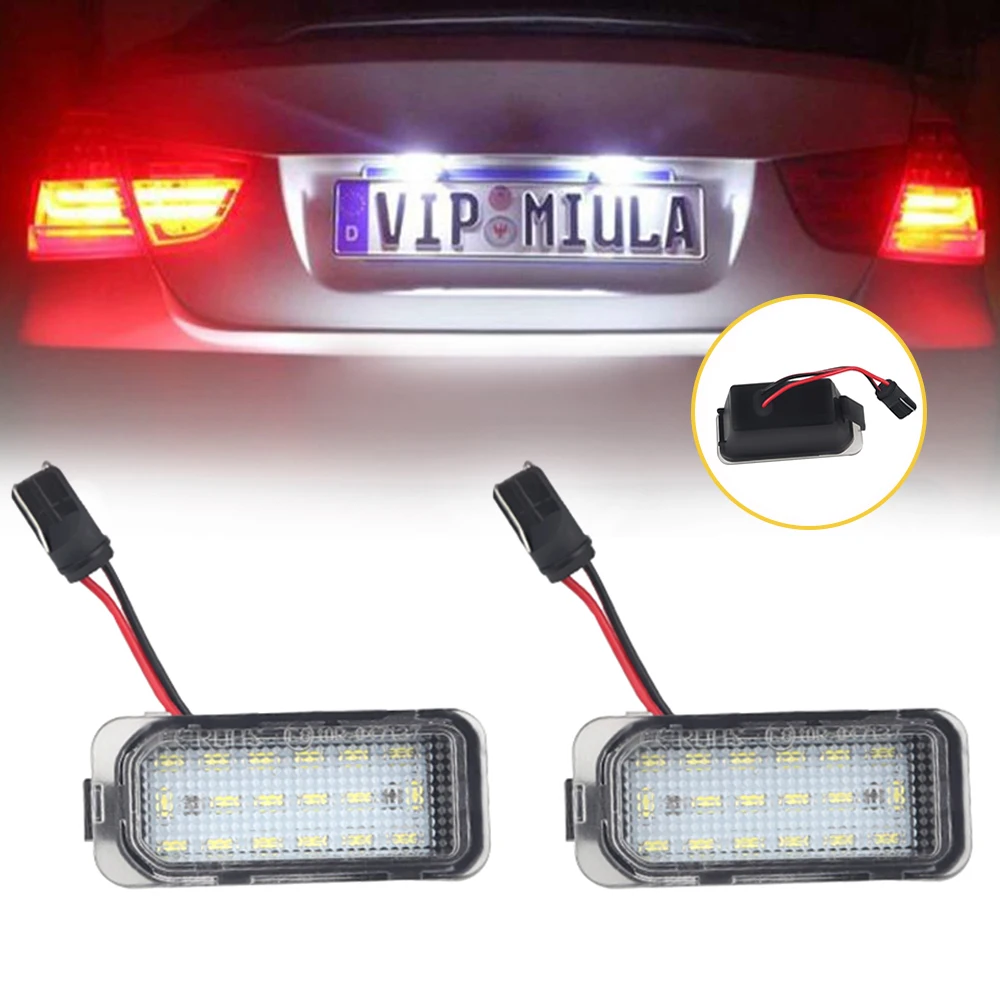 2Pcs License Plate Light 12V LED Number Signal Light For Focus DA3 DYB Fiesta C-MAX Mondeo Kuga Galaxy S-Max ABS Plastic