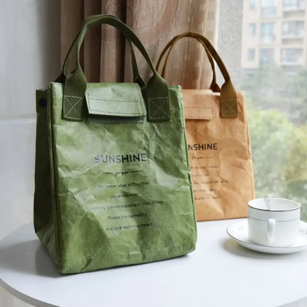 Portable Lunch Bag Waterproof Dupont Paper Insulation Refrigerated Tote Bag Outdoor Picnic Storage Bag 3Colors For Choose