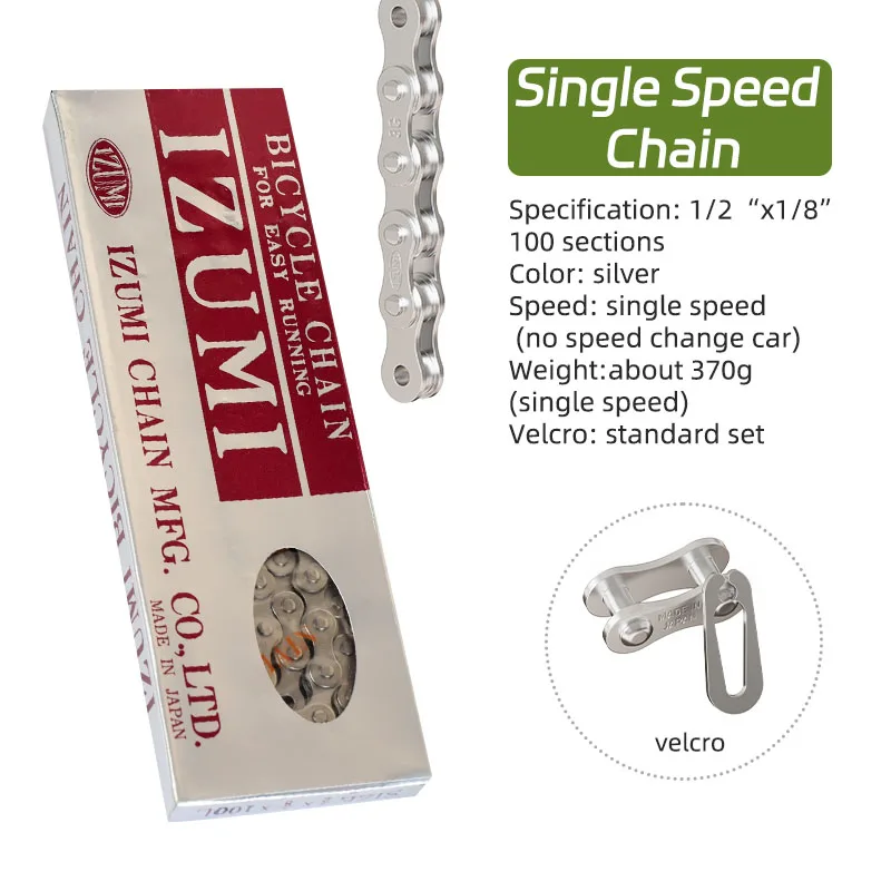 Japan IZUMI Bicycle Chain Track Single Chain 100L Fix Gear Speed Chain Chain Road Bike Chains 410 Series 100 Links With 5 Colors