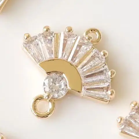 

1pcs Copper-plated Gold Luxury Fan-shaped Single Hanging Pendant Charms For Jewelry Making DIY Bracelet Accessories Findings
