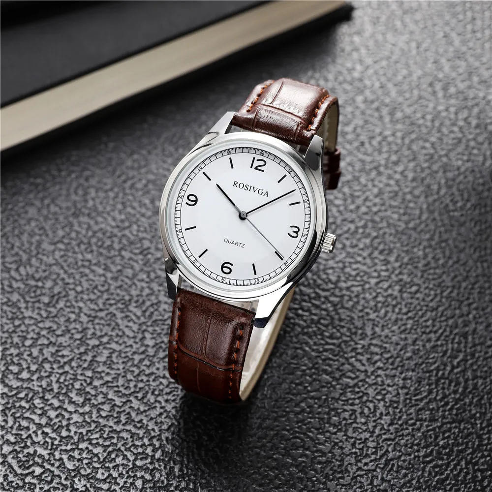 simple big dial men business watch Leather quartz men watch