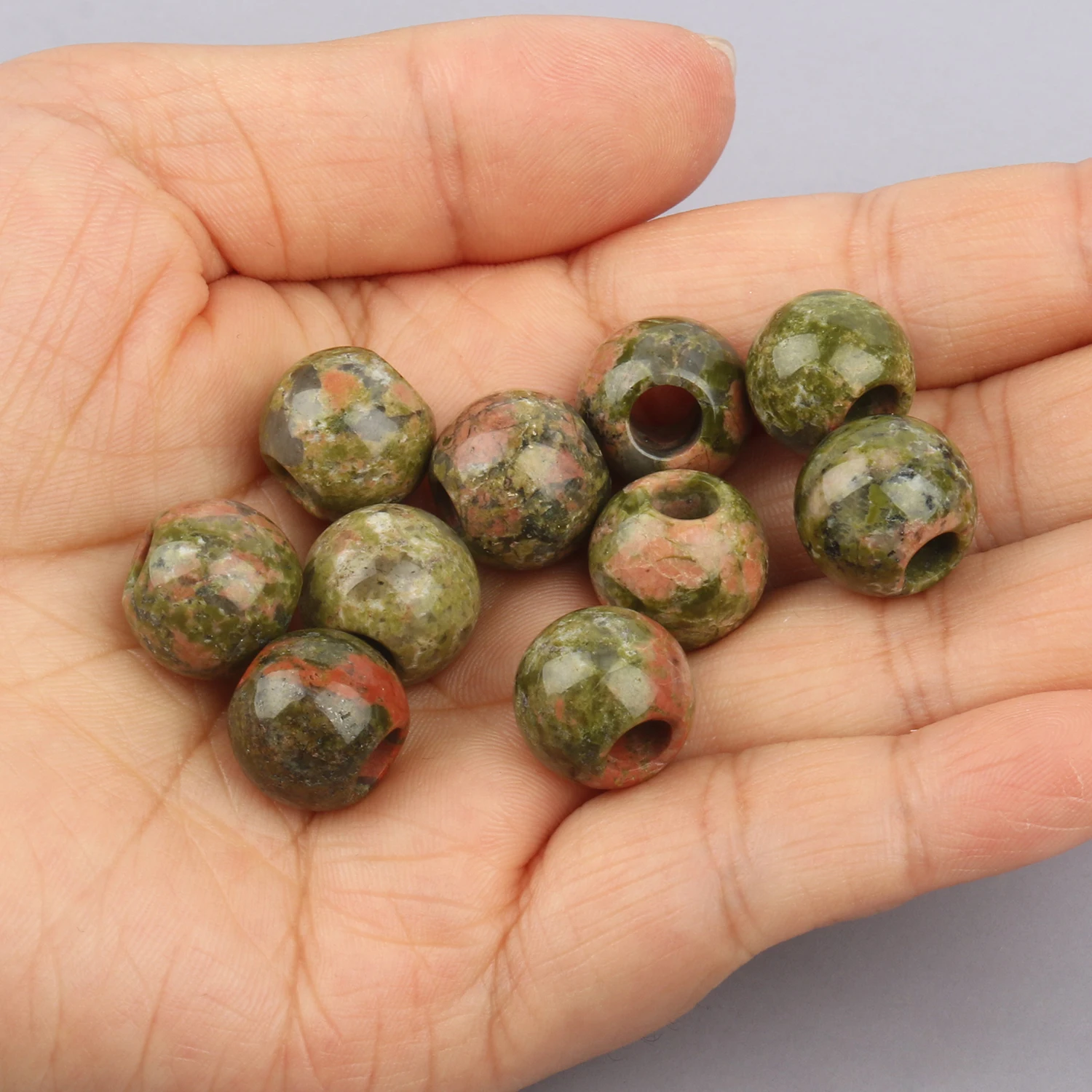 2pcs/lot Large 5mm Hole Natural agates turquoises beads loose spacer round big hole gem stone beads for jewelry making bracelet