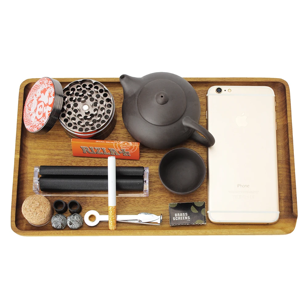 Multifunctional Wake Up Wooden Tray, Tobacco Pipe Decoration, Tea Table Decoration, Natural Wood Smoke Cigarette Rolling Tray