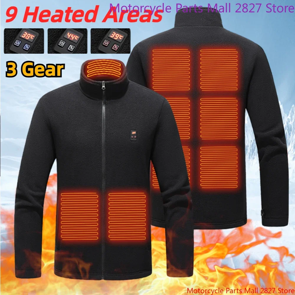 9 Heated Area Intelligent Heating Coat USB Charging Heated Jacket Warm Jackets Coat 3 Gear Electric Heating Vest for Camping