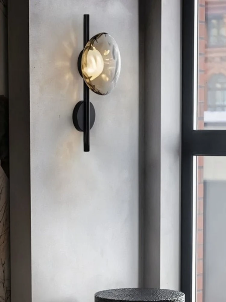 Nordycka Nowoczesna Lampa Ścienna z Kształtowanego Szkła, Designerskie Oświetlenie do Salonu w Stylu Nordyckim, Kreatywne Lampy Artystyczne do Dekoracji Sypialni i Gabinetu — 2