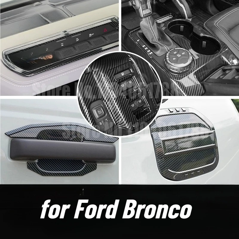 

Подходит для Ford Bronco 2024 2023 2022 2021, аксессуары для интерьера из углеродного волокна, внутренняя крышка автомобиля, декоративная панель, декоративная наклейка