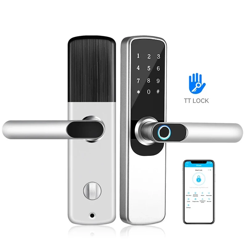

Fingerprint Door Lock with TTLOCK APP Remote Unlock Card Keyless Smart Handle Lock Security Digital Electronic Wooden Door Lock