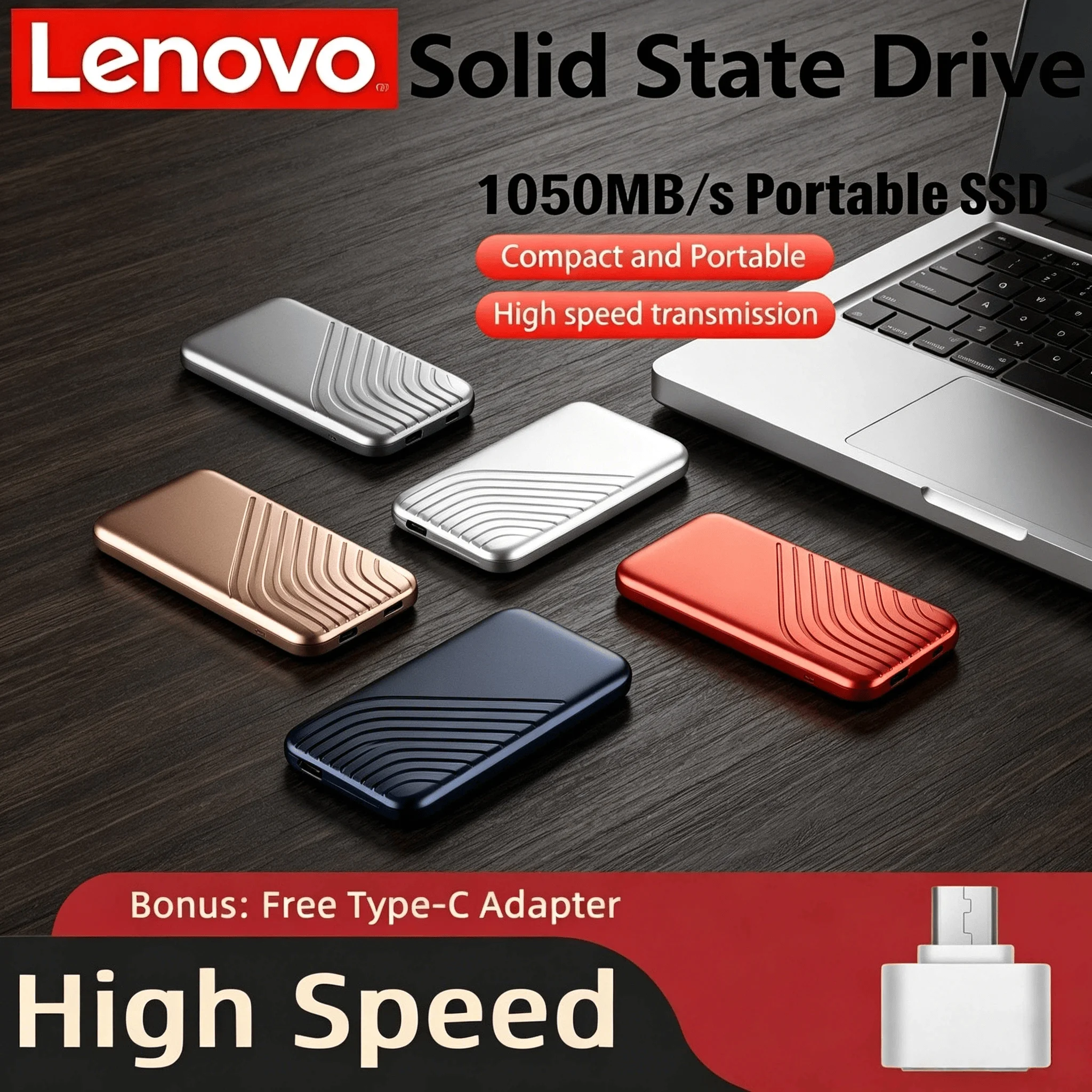 

Внешний SSD-накопитель Lenovo Type C 2 ТБ, 4 ТБ, 8 ТБ, 16 ТБ, портативный твердотельный накопитель USB 3.1 с быстрой передачей данных для ноутбуков, ПК, Mac, телефонов, игр