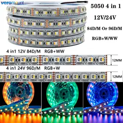 5m 4 kolor w 1 RGBW/listwa LED RGBWW taśma 60/84/96/120LEDs/m 5050 SMD elastyczny pasek światła o wysokiej jasności DC 12V 24V IP20/65/IP67