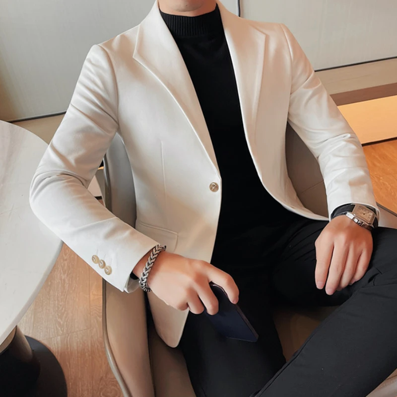 High Quality Autumn Men's Suit Jacket Casual Business Blazer Masculino Slim Fit Wedding Groom Social Dress Coat Costume Homme