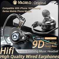 Hot 9D Super Bass In Ear Headphone Wire-Controlled With mic 3.5mm AUX/Type-C Digital Chip Headset For iPhone 16 Android Samsung