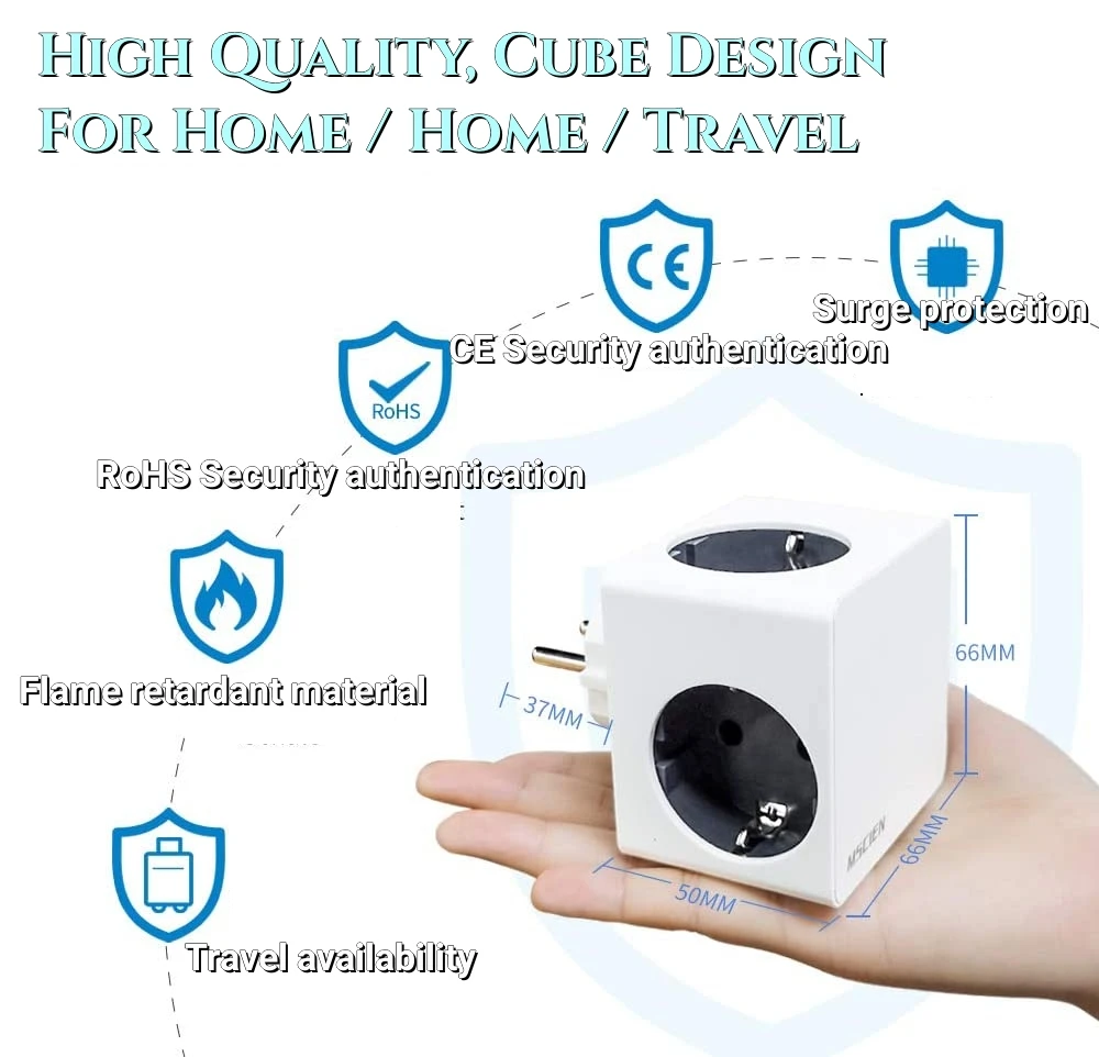 MSCIEN EU Plug Adaptor Surge Protected Cube Multi Plug Extension Wall Socket with USB Charging Ports European Smart Power Strip