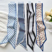 4pcs Set Women Silk Scarf Headband Geometric Striped Pattern Versatile Hair Accessory For Daily Vacation - Image 4