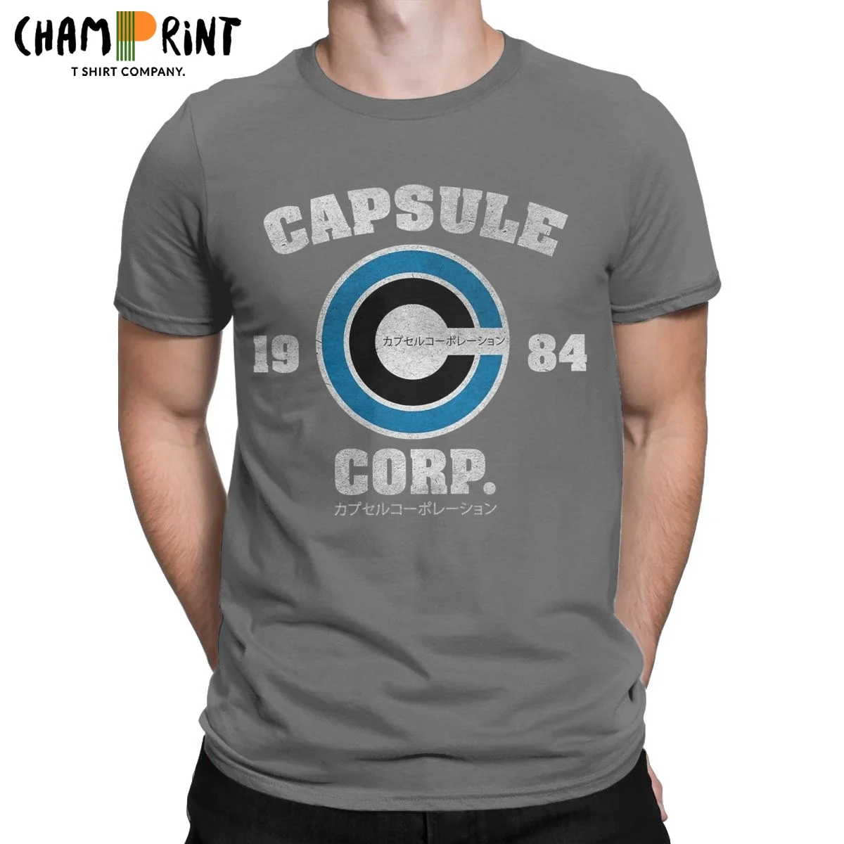 Capsule Corp Japanese Anime T Shirts for Men Pure Cotton Novelty T-Shirt O Neck Tee Shirt Short Sleeve Clothing Printed