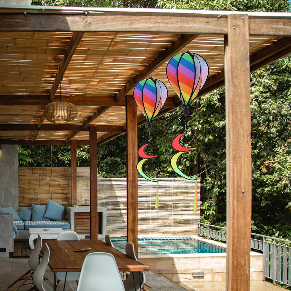 

2Pcs Hot Air Balloon Hanging Decor Outdoor Rotating Wind Spinners Colorful Garden Yard Party Hanging Ornaments